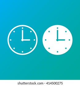 Clock Line Icon, Outline And Solid Vector Illustration, White Linear Pictogram