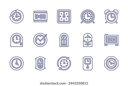 Clock line icon set. Editable stroke. Vector illustration. Containing clock, wall, alarm, time management, clocks, alarm, cuckoo.