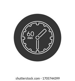 Icono de línea de reloj. signo 60 min. Vector en blanco