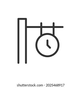 Clock line icon, sign or symbol. Premium pictogram in trendy outline style. Clock pixel perfect vector icon isolated on a white background. 