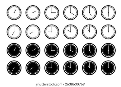 Clock. Line icon. Silhouette icon.