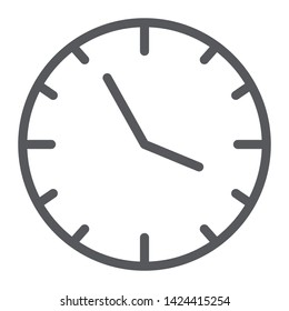 Clock line icon, time and hour, watch sign, vector graphics, a linear pattern on a white background, eps 10.