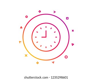 Clock line icon. Time sign. Office Watch or Timer symbol. Gradient pattern line button. Clock icon design. Geometric shapes. Vector