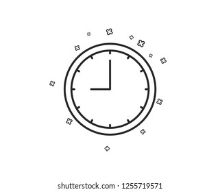 Clock line icon. Time sign. Office Watch or Timer symbol. Geometric shapes. Random cross elements. Linear Time icon design. Vector