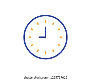 Clock line icon. Time sign. Office Watch or Timer symbol. Colorful outline concept. Blue and orange thin line color icon. Clock Vector