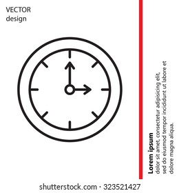Clock line icon, Vector illustration flat design