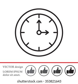 Clock line icon , Vector illustration flat design