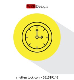 Clock line icon , Vector illustration flat design