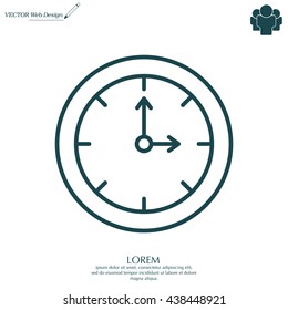 Clock line icon , Vector illustration flat design