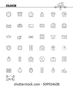 Clock line icon wt. Vector high quality outline pictograms of clock. Signs of element for home's interior. Thin line icons for design website or mobile app. Black symbols on format EPS 10 for logo.