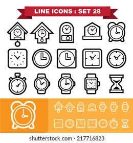 Clock line icons set 28.Illustration eps 10