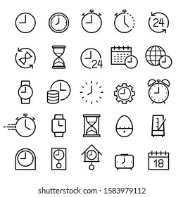 Clock line icons set. Vector illustrations.