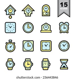 Clock line icons set.Illustration eps 10