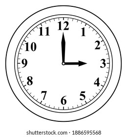 clock line vector illustration,isolated on white background,top view