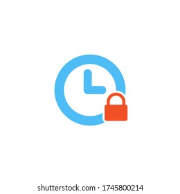 icono de bloqueo del reloj. Tiempo de bloqueo. Ilustración vectorial de material aislada en fondo blanco.