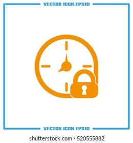 clock and lock icon vector illustration eps10. Isolated badge for website or app - stock infographics