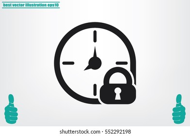 clock lock icon vector illustration EPS 10