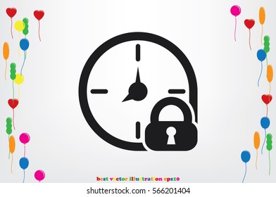 clock lock icon vector illustration.