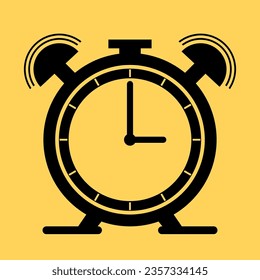 Clock logo for any kind of graphic work. Clock icon in flat style, timer on color background. Vector design element. Black Clock icon. Time clock isolated icon for wab design. Simple vector