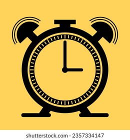 Uhrenlogo für jede Art von Grafik. Uhrsymbol im flachen Stil, Timer auf Farbhintergrund. Vectordesign-Element. Das Symbol der Schwarzen Uhr. Zeituhr einzeln Symbol für Webdesign. Einfache Vektorgrafik
