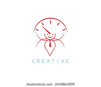 Clock logo with butterfly. Stopwatch time logo illustration..