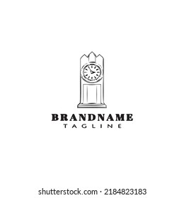 diseño de dibujos animados del logo del reloj icono lindo imagen vectorial aislada negra