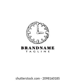 diseño de dibujos animados del logotipo del reloj icono negro concepto de vector aislado moderno