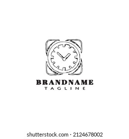 clock logo cartoon design template icon black modern vector illustration