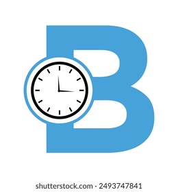 Clock Logo combine with letter B vector template