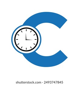 Clock Logo combine with letter C vector template