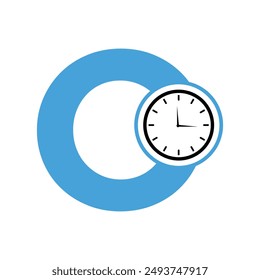 Clock Logo combine with letter O vector template