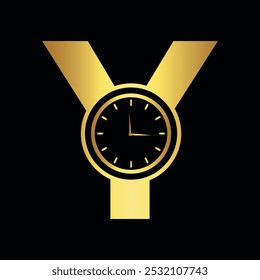 Clock Logo combine with letter Y vector template