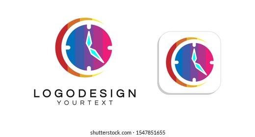 clock logo design. icon app smartphone color full