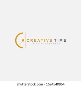 Clock logo design modern flat creative tag - vector