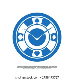 clock logo design with a poker card symbol in a modern style