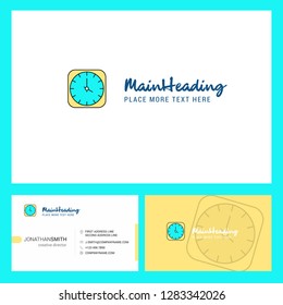 Clock Logo design with Tagline & Front and Back Busienss Card Template. Vector Creative Design
