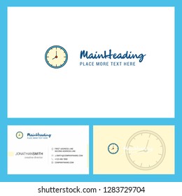 Clock  Logo design with Tagline & Front and Back Busienss Card Template. Vector Creative Design