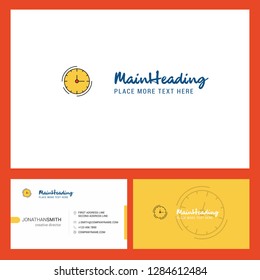 Clock Logo design with Tagline & Front and Back Busienss Card Template. Vector Creative Design