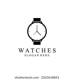 Clock Logo Flat Design. Symbol for Timepiece or Alarm.