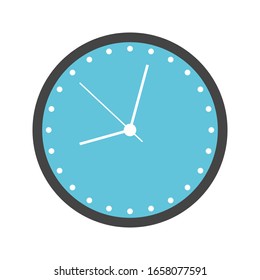 Clock logo graphic design concept. Timer icon in flat style on color background. Editable element for logotype, template in web and print, deadline concept. Minimalist vector illustration in EPS 10.