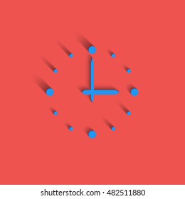 Clock logo modern idea, interval time icon red material design background