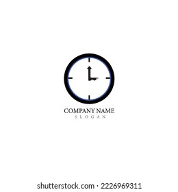 Clock logo and sticker with the hands pointing down