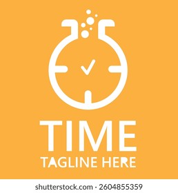  Clock logo. stopwatch time icon. time tagline here vector icon.