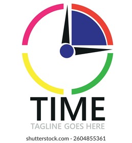  Clock logo. stopwatch time icon. time tagline here vector icon.