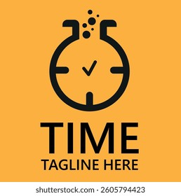  Clock logo. stopwatch time icon. time tagline here vector icon.