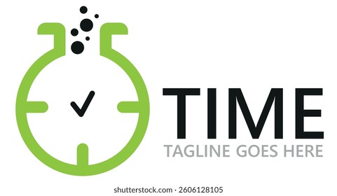  Clock logo. stopwatch time icon. time tagline here vector icon.