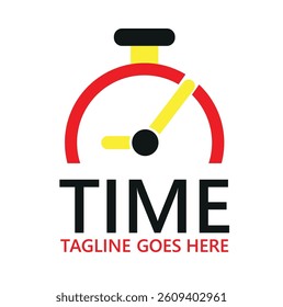  Clock logo. stopwatch time icon. time tagline here vector icon.