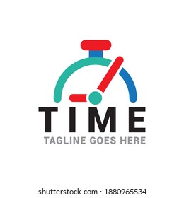 Clock logo. Stopwatch time logo illustration. Simple design on white background.