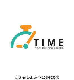 Clock logo. Stopwatch time logo illustration. Simple design on white background.