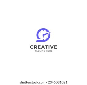 Clock logo. Stopwatch time logo illustration. Analog Clock logo.